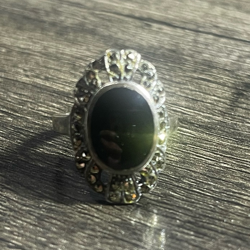 Black onyx and silver ring